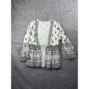 Indio Collective Women's Size M Cardigan Paisley Linen Blend Boho Coastal Breezy